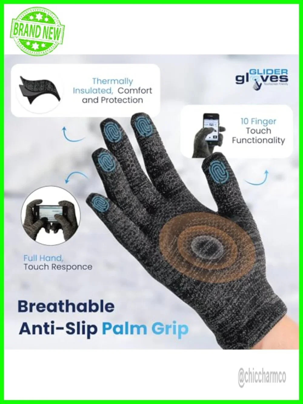Touch Screen Gloves with Anti-Slip Palm, 10-Finger Gaming Gloves Winter